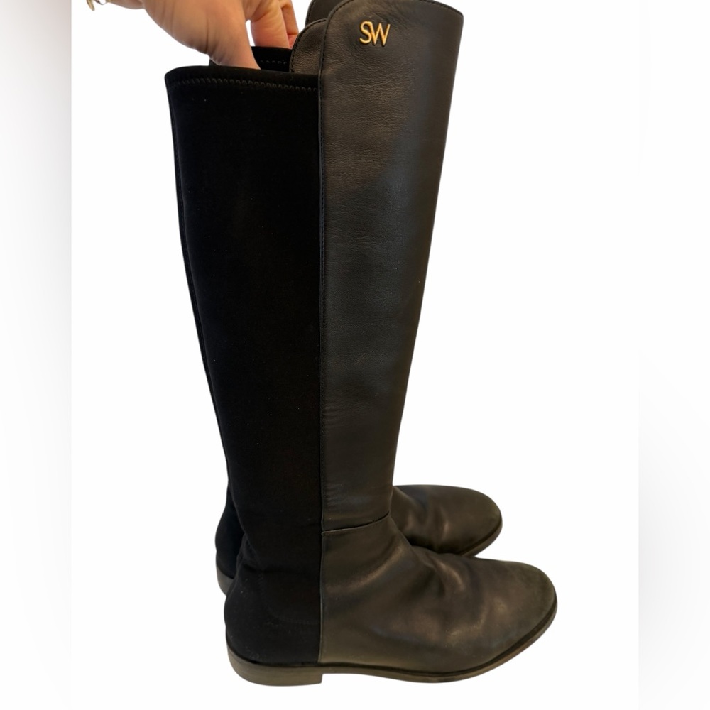 Stuart Weitzman Black Knee-High Heeled Boots - Picture 2 of 12